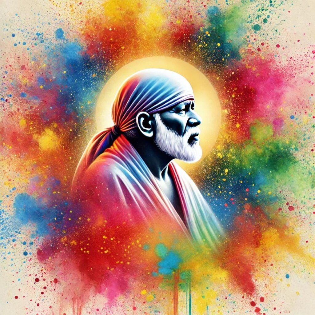 Sai Baba Image with Holi colors