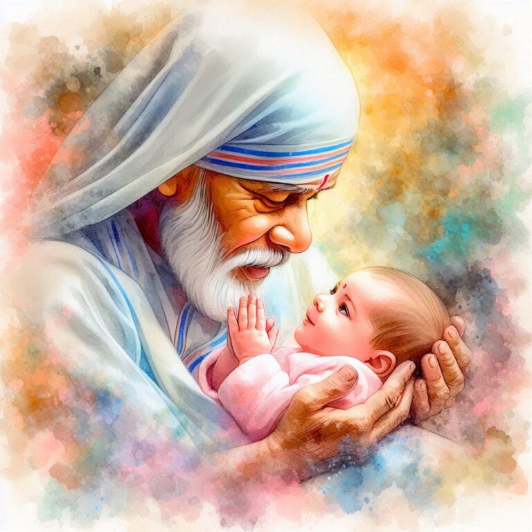 Sai Baba Holding An Infant