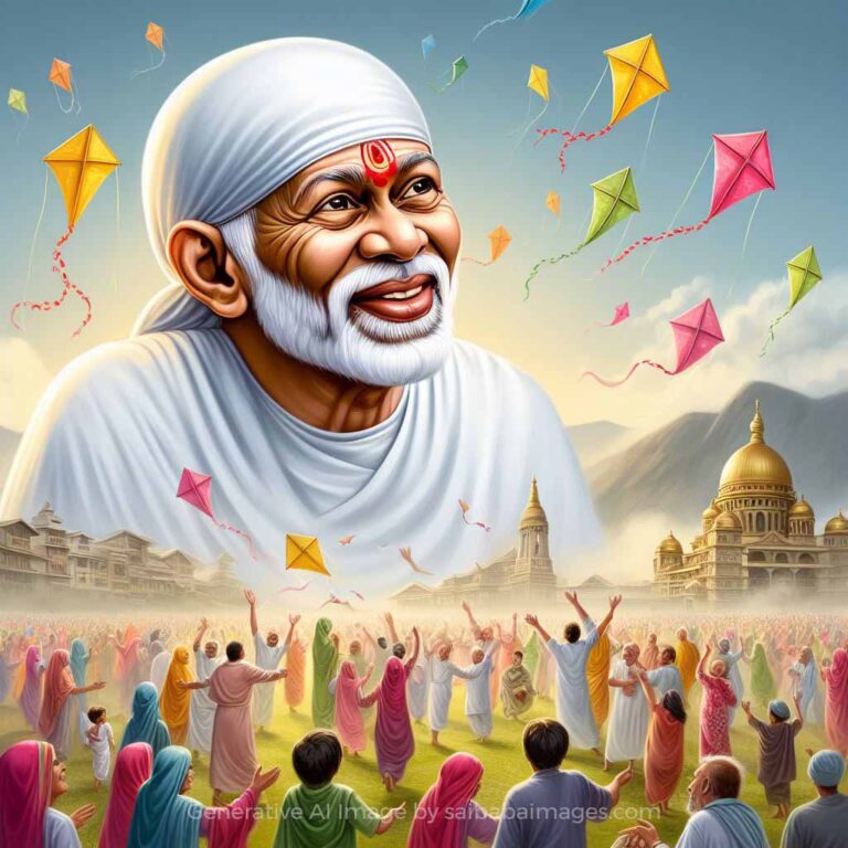 Makar Sankranti greeting with Sai Baba’s blessings and kites for 2025